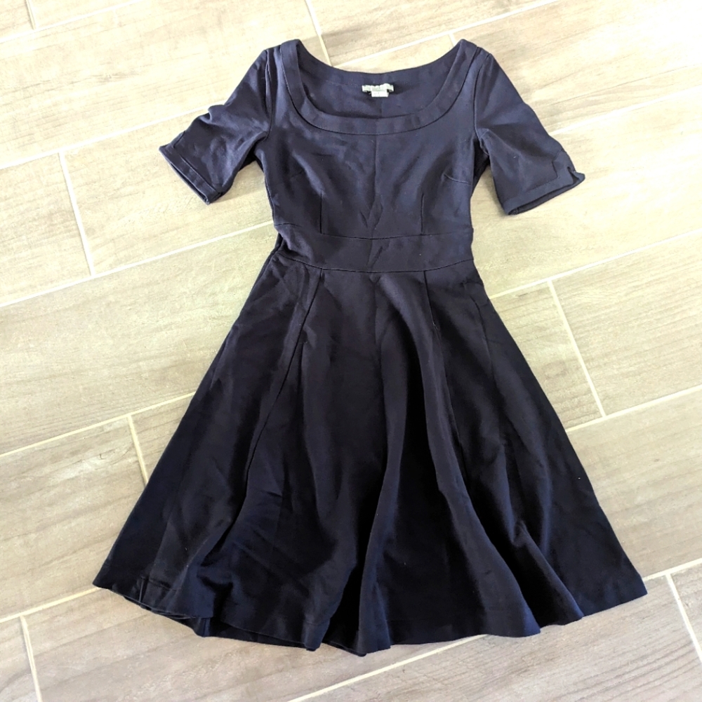 H&M half sleeve fit and flare navy blue dress XS